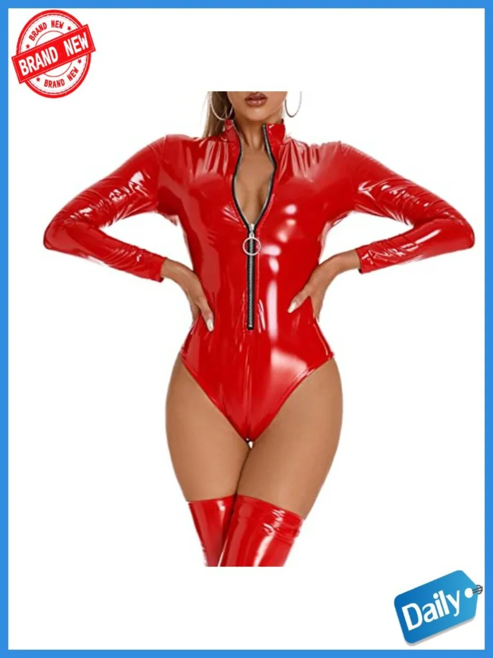 Shiny Metallic Sleeveless Party Bodysuit Jumpsuit